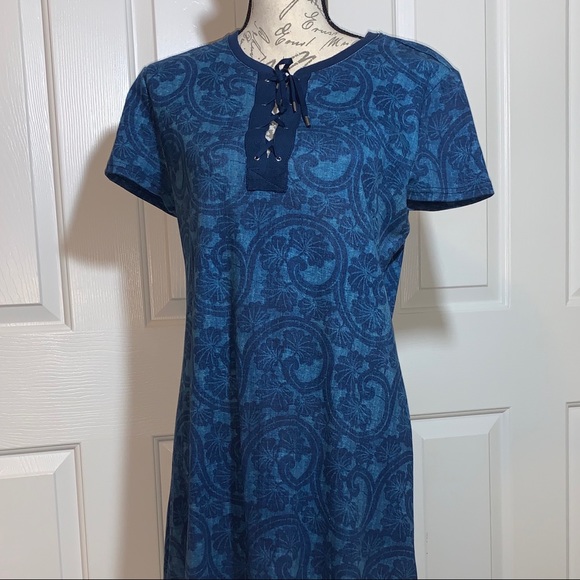 Chaps Dresses & Skirts - Chaps size large blue paisley pattern dress